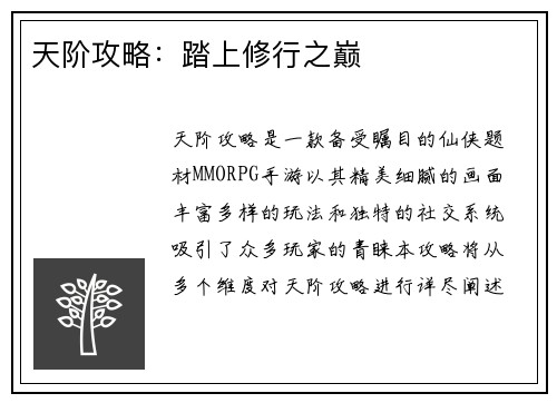 天阶攻略：踏上修行之巅